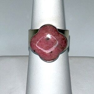 NWOT Sterling Silver Natural Rhodonite Gemstone Designer Ring Modern Minimalist